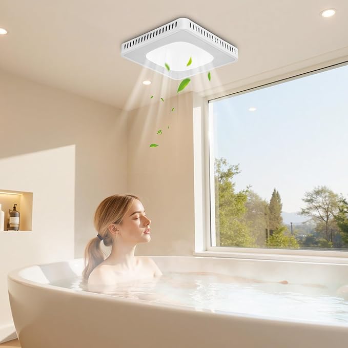 VEVOR Bathroom Exhaust Fan, 80-110-130 CFM Bathroom Vent with Seven Colors RGB Lights, 1.5 Sones Low-Noise, Premium DC Motor Ceiling Fan for KTV Laundry Room, Storage Room, Ventilation, White