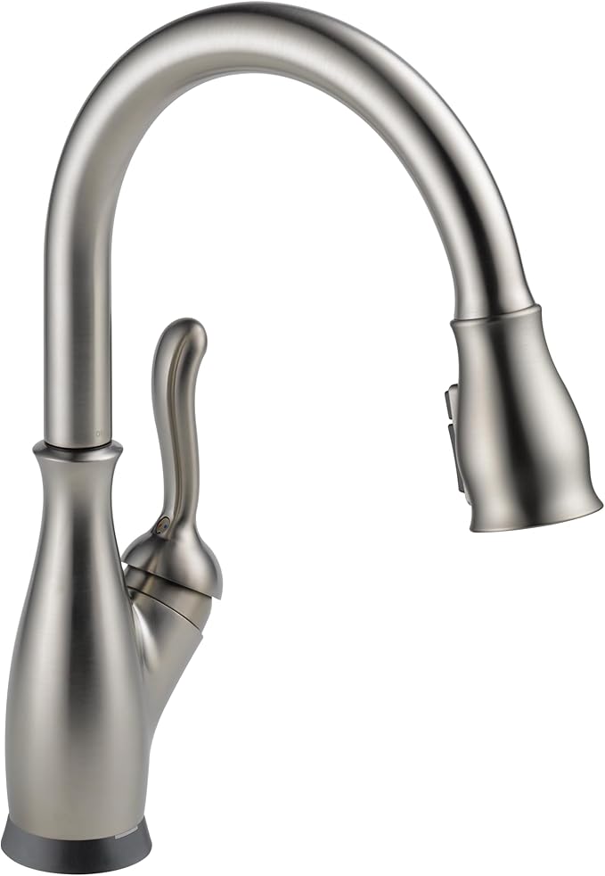 Delta Leland Touchless Kitchen Faucet with Touch Technology, Brushed Nickel Kitchen Sink Faucet with Pull Down Sprayer, Single Hole, SpotShield Stainless 9178TL-SP-DST