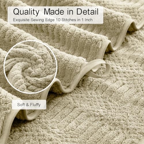 8 Pcs Camel Oversized Bath Towel Set-2 Extra Large Bath Sheets,2 Hand Towels,4 Washcloths Soft Bathroom Towels Highly Absorbent Quick Dry Beach Chair Towels Woven Towels for Hotel and Spa