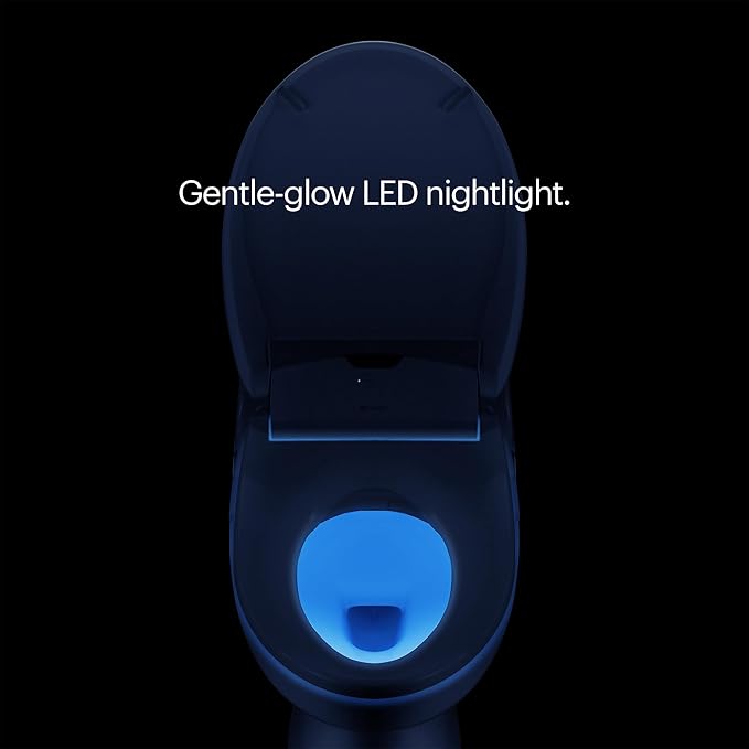 Brondell Bidet Toilet Seat S1400, Smart Toilet Seat, Dual Stainless-Steel, Self-Cleaning Nozzle With Clean Plus Technology, Endless Warm Water Bidet, Warm Air Dryer-Nightlight, Heated Seat, Round