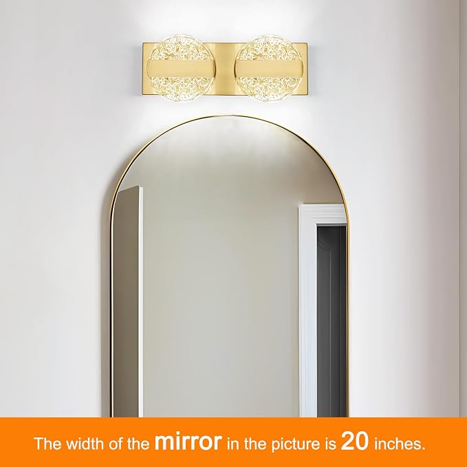 Luxury Brushed Gold Bathroom Vanity Light with High CRI 90+ LED for True Colors, 10W 6000K Cool White Modern Bathroom Lights Fixture Over Mirror for Makeup & Shaving