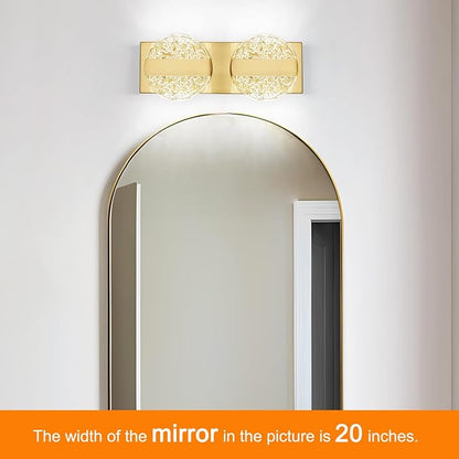 Luxury Brushed Gold Bathroom Vanity Light with High CRI 90+ LED for True Colors, 10W 6000K Cool White Modern Bathroom Lights Fixture Over Mirror for Makeup & Shaving
