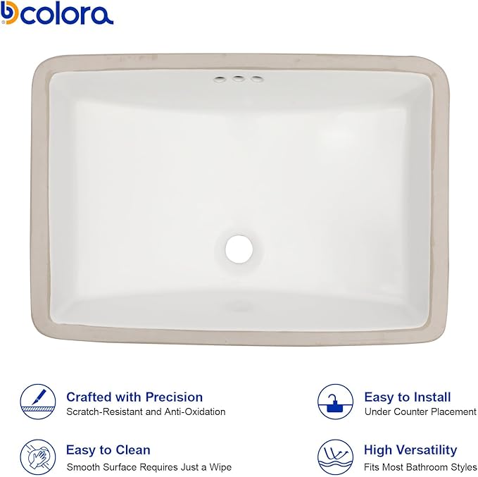 Dcolora 23x16 In. Undermount Bathroom Sink, Boat-Shaped Fireclay White Ceramic Porcelain Lavatory Vanity Bath Sink Under Counter Vessel Sink, Farmhouse Style #DC-UVS2538002