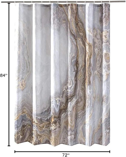 Shower Curtain Marble Texture for Bathroom, Polyester Fabric Waterproof Bathroom Decor,72x84 Inches,Long Size