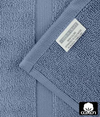 COTTON CRAFT Bath Mats - 2 Pack Tub Shower Floor Mat - 21x30- Azure Blue