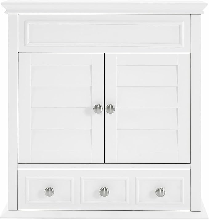Crosley Furniture Lydia Wall Mounted Bathroom Storage Medicine Cabinet with a Drawer and Shelves, White