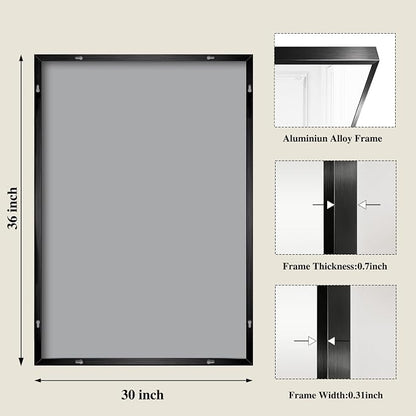 Koonmi Black Mirrors for Wall, 30x36 Inch Bathroom Mirror, Rectangular Wall Mirror for Living Room Bedroom Bathroom, Hangs Horizontally or Vertically
