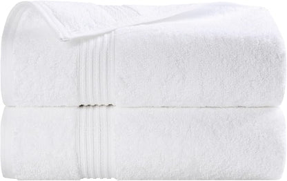 SUPERIOR Egyptian Cotton Bath Towel Set, Home Bathroom Towels, Master, Guest Bath, Decor Essentials, Quick Dry, Absorbent, Large Body Towels, Spa, Hotel, Resort, Adult, Kids, Set of 2, White