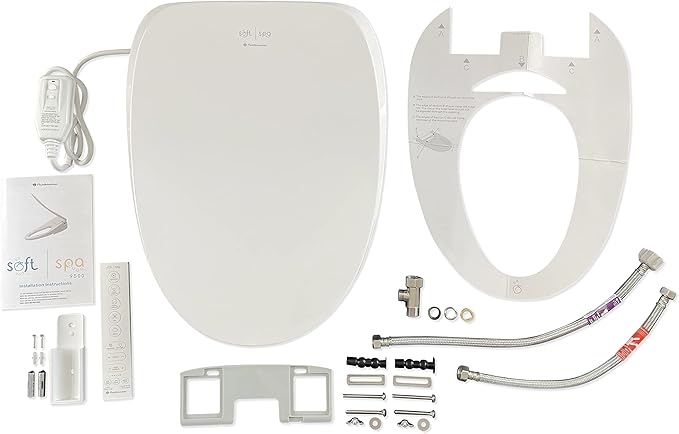 By Fluidmaster 9500E-001 Electronic Bidet Heated Toilet Seat with Warm Water and Air Dryer, Deodorizer, Easy Install, Elongated, White
