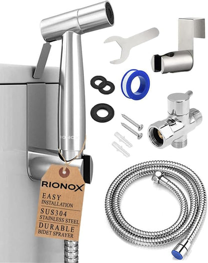 Handheld Bidet Sprayer Kit - Adjustable Water Pressure Jet for Toilet, Bidet for Toilet, Easy Installation, Quality Stainless Steel, Durable Internals, Leakproof Design (Brushed Nickel)