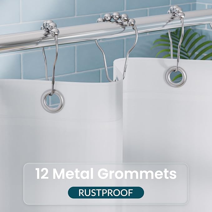Titanker White Shower Curtain Liner, 72x65 PEVA Shower Liner Inside Shower Curtain Liner Washable Shower Curtains for Bathroom with Magnets and Rustproof Metal Grommet Holes