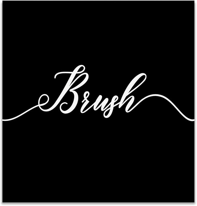 Renditions Gallery Black Brush Sign Bathroom Décor Gallery Wrapped Canvas Wall Art, 12x12,