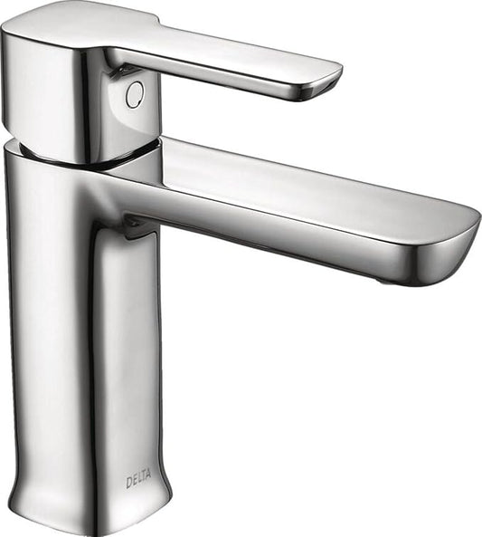 Delta Modern Chrome Bathroom Faucet 1 Hole, Single Hole Bathroom Sink Faucet for Vanity, Push-Pop Drain Assembly, Chrome 581LF-GPM-PP