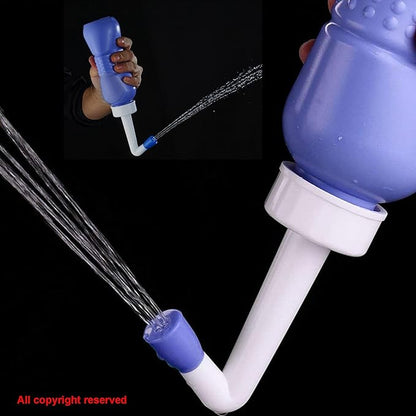 2PCS-Pack 2in1 Vaginal Douche Perineal Irrigation 650ML Portable Bidets + Pocket Bidet Pipe, Travel Bidet with Waterproof Cap, Peri Bottle for Postpartum Essentials
