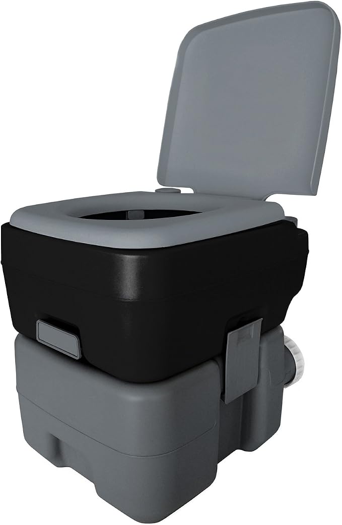 Reliance Products Flush-N-Go 3320 Portable Flushing Toilet 2.5 Gal, black/grey/white (9233-20) Color may vary
