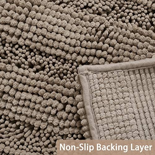 Turquoize Bathroom Rug 20"x32", Soft Absorbent Chenille Bath Rug, Taupe