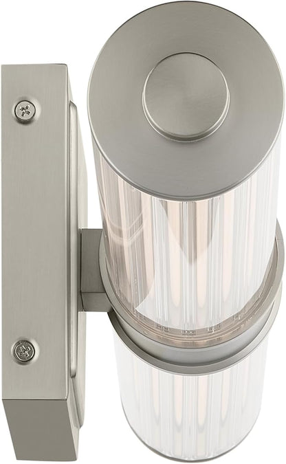 Kichler Laurene LED Bath Bar Light, Brushed Nickel | Linear vanity light with clear fluted glass for bathroom mirrors (18.5" x 5" x 4.25"), 55195NILED