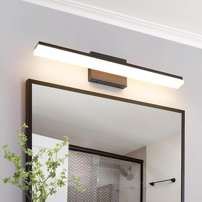 mirrea 24in Modern LED Vanity Light for Bathroom Lighting Dimmable 24w Black Painted (Warm White 3000K)