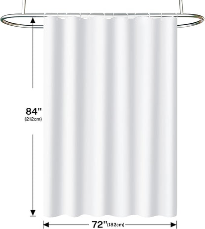 3 in 1 Shower Curtain Set, 72x84 White Shower Curtain and Liner Set with 12 Double Sided Shower Curtain Hooks, Cloth Shower Curtains for Bathroom,Waterproof