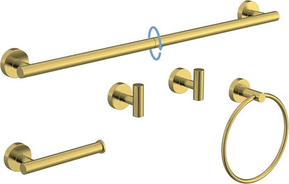 Brushed Gold Bathroom Accessories Set SUS304 Stainless Steel 5 Pieces | Evolvegoods Bathroom Hardware Set, 26 Inch Bath Towel Bar Set, 2 Towel Hooks, Toilet Paper Holder, Towel Racks for Bathroom