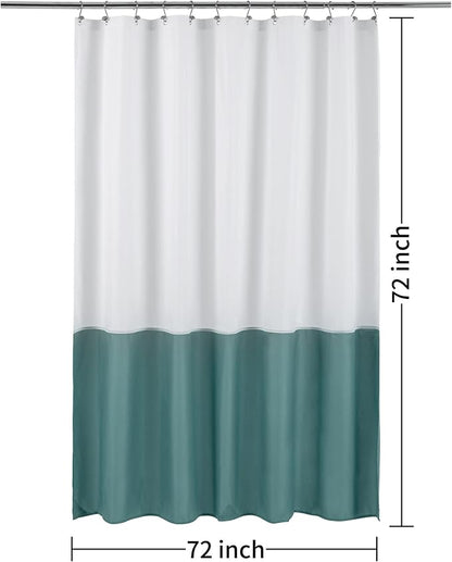 ALYVIA SPRING Waterproof Fabric Shower Curtain or Liner White/Teal, 72x72 | 3 Magnets, Soft Cloth & Hotel Quality, Machine Washable, Light-Weight, Standard Size