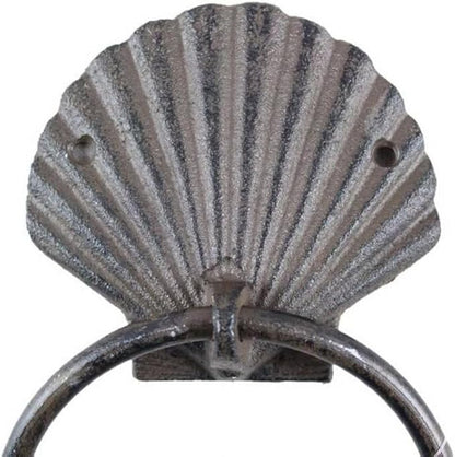 Cast Iron Seashell Towel Holder 8.5 Inch - Seashell Decoration - Sea Home Decor