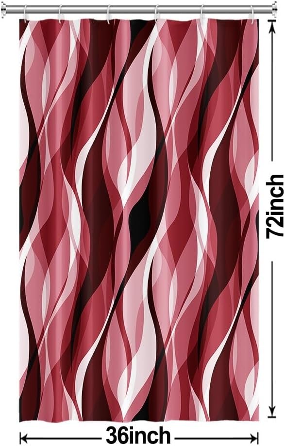 Stall Shower Curtain, Small Red Shower Curtain Set for Bathroom Modern Waterproof Narrow Ombre Shower Curtain Set with Hooks, 36x72 Inch