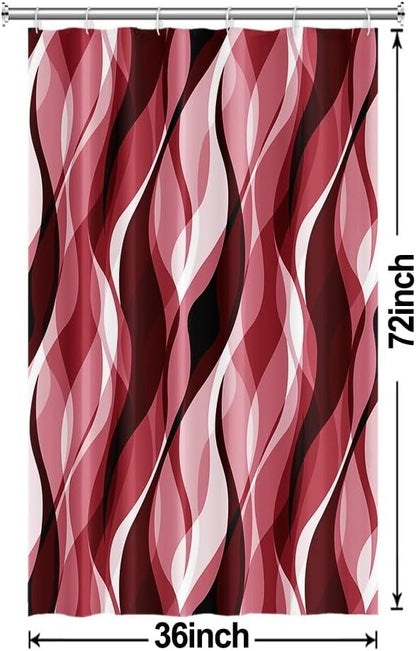 Stall Shower Curtain, Small Red Shower Curtain Set for Bathroom Modern Waterproof Narrow Ombre Shower Curtain Set with Hooks, 36x72 Inch