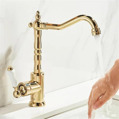 Bathroom Faucet Kitchen Faucet Brass Sink Mixers Tap Hot Cold Water Crane(Gold)