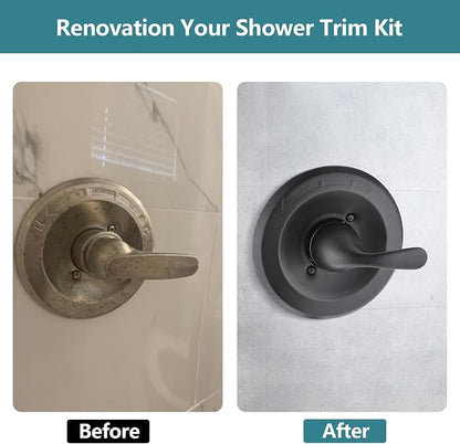Shower Trim Kit Compatible with Delta 13/14 Series, Shower Cover Plate with Handle, Matte Black(Valve& Catridge Not Inclued)