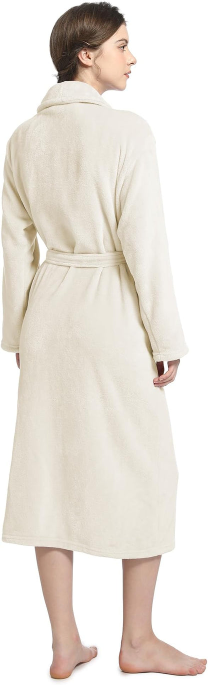 Fluffy Soft Robes for Women, Warm Fleece Womens Robe, Cozy Bathrobe | Plush Bathrobe for Women, Long Fuzzy Lightweight Bath Robe with Pockets for Shower Spa Hotel House Pool