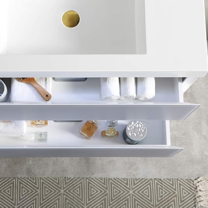 Blossom 48 inch LED Lighted Bathroom Vanity with Ceramic Sink | Wall Mounted Vanity with Dimmable LED Lights | Modern Floating Design for Bathrooms | 48" w/Ceramic Sink, Light Grey
