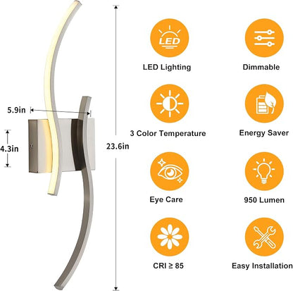 KARTOOSH Hardwired LED Vanity Lights for Bathroom | 1 Pack 23.6 Inch, 3CCT Dimmable, Waterproof, Rustproof, Bathroom Light Fixtures Over Mirror