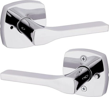 Kwikset Tripoli Lever Interior Privacy Door Handle with Lock, Door Lever For Bathroom and Bedroom, Polished Chrome Reversible Keyless Turn Lock