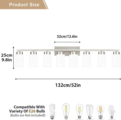 IZORRO Modern Bathroom Light Fixtures, 8 Light Brushed Nickel Vanity Lights, Bathroom Lighting Fixtures Over Mirror with White Glass for Living Room Cabinet Bedroom