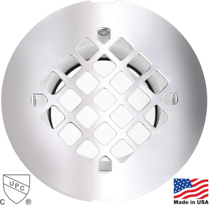 Pro-Series New Construction Shower Drain - 10 Year Warranty - Made in USA - SD1000 OEM Chrome - Installs from the Top - Fiberglass/Plastic Showers - 2" PVC/ABS - UPC Approved