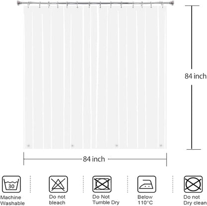 Clear 84x84 Shower Curtain Liner, Extra Long Waterproof Heavy Duty | Transparent Plastic Peva Vinyl Waterproof Bathroom Shower Curtain Sets with 4 Magnets and Metal Hooks
