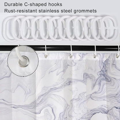 Stall Shower Curtain, White Marble Small Bathroom Curtain Modern Abstract Waterproof Shower Curtain Set with Hooks, 36x72 Inch