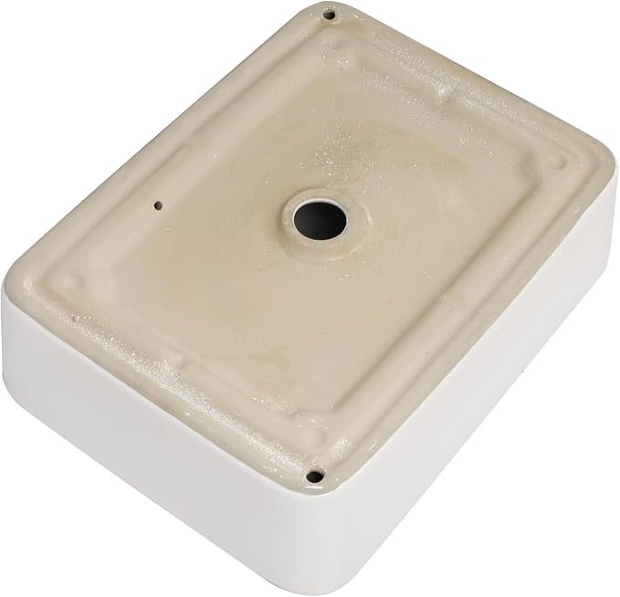 Sarlai Vessel Sink Rectangular - 19"x15" White Bathroom Sink Rectangle Above Counter Porcelain Ceramic Bathroom Vessel Vanity Sink Art Basin