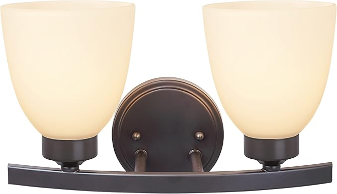 Aspen Creative 62203-2, Two-Light Metal Bathroom Vanity Wall Light Fixture, 13" Wide, Transitional Design in Oil Rubbed Bronze, 2