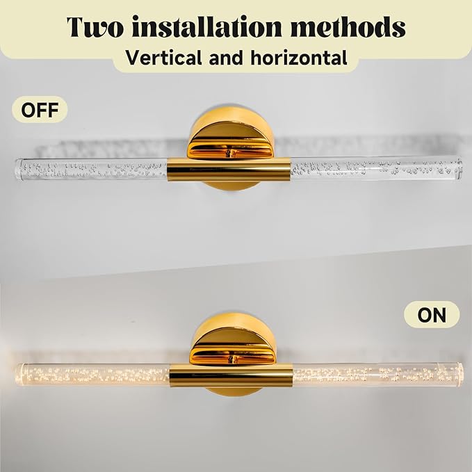 LED Bathroom Vanity Lights,24 inch Bathroom Light Fixtures Over Mirror,3000K Natural Warm Light, ETL＆UL Listed, Modern Wall Sconce for Bedroom,Living Room,Hallway,Gold