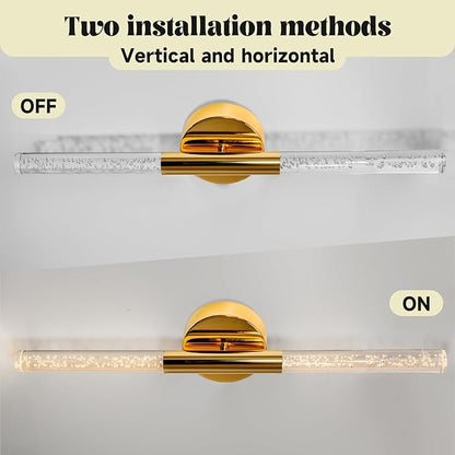 LED Bathroom Vanity Lights,24 inch Bathroom Light Fixtures Over Mirror,3000K Natural Warm Light, ETL＆UL Listed, Modern Wall Sconce for Bedroom,Living Room,Hallway,Gold