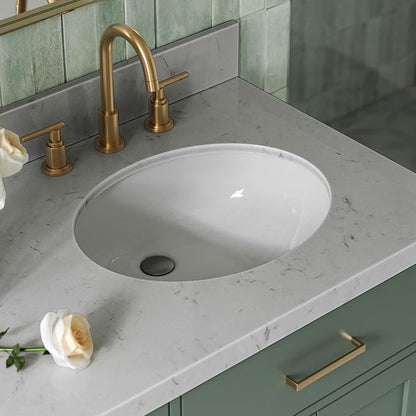 ARIEL Hepburn 66 Inch Double Oval Sink Bathroom Vanity with Carrara White Quartz Countertop 1.5 Inch in Vintage Green