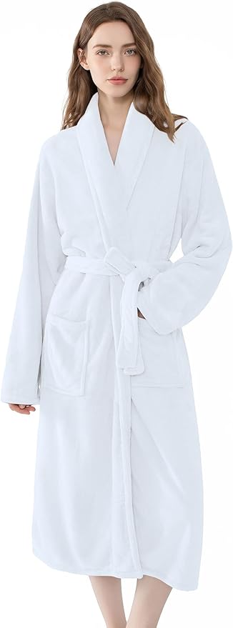 Soft Robe For Women，Warm Plush Bath Robes Female，Spa Towel After Shower Lightweight Long Bathrobe