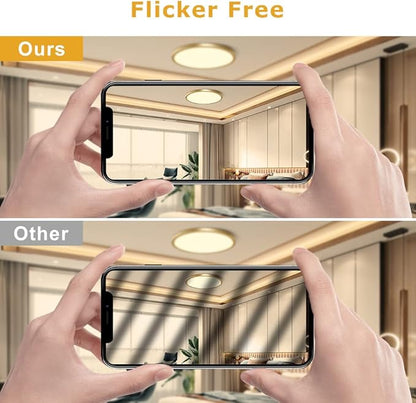 15.7Inch LED Flush Mount Ceiling Light Fixture , 32W(320W Equivalent), 3800LM, 3000K Warm White, IP40, Flat Modern LED Ceiling Lights for Bedrooms, Living Rooms, Bathrooms, Stairwells, etc.(Gold)