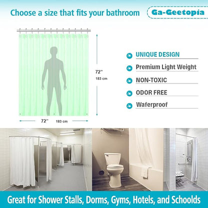 Ga-Geetopia EVA 3D Green Pearl Water Cube Plastic Shower Curtain Liner - Premium Lightweight 72" x 72" Bathroom Shower Showroom Curtain Liner with Rustproof Metal Gromments and Weighted Magnet