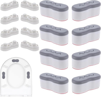 8Pcs Bidet Height-increasing Pads Toilet Seat Risers Toilet Lid Rubber Bumpers with 2 Heights Adjustment Grey & Clear Self Adhesive Universal Bidet Bumpers Replacement Bumpers for Toilet Seat
