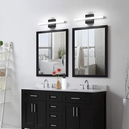 Modern LED Vanity Lights 16IN 9W (2 Pack) Daylight White Black Bathroom Light Fixtures Over Mirror Lighting for Vanity
