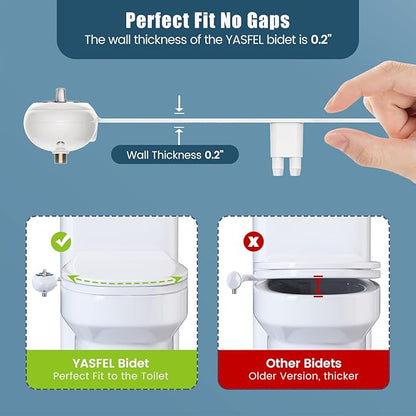 YASFEL Bidet Attachment for Toilet, Self-Cleaning Bidet Sprayer Non-Electric Dual Nozzle for Feminine/Posterior Wash Bidet Toilet Attachment with Pressure Controls (White)