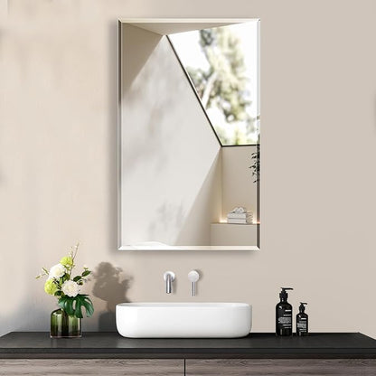 20x30 Inch Bathroom Medicine Cabinet with Mirror, Rectangular Beveled Mirror Cabinet,Wall Mounted Metal Cabinet for Bathroom Toilet, Recess or Surface Mount